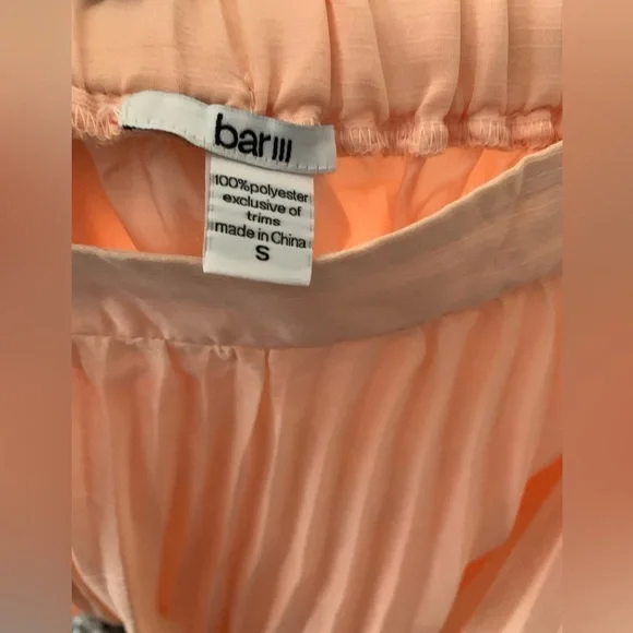 Bar III Orange Pink Midi A-Line Skirt Asymmetrical Pleated - Picture 2 of 3